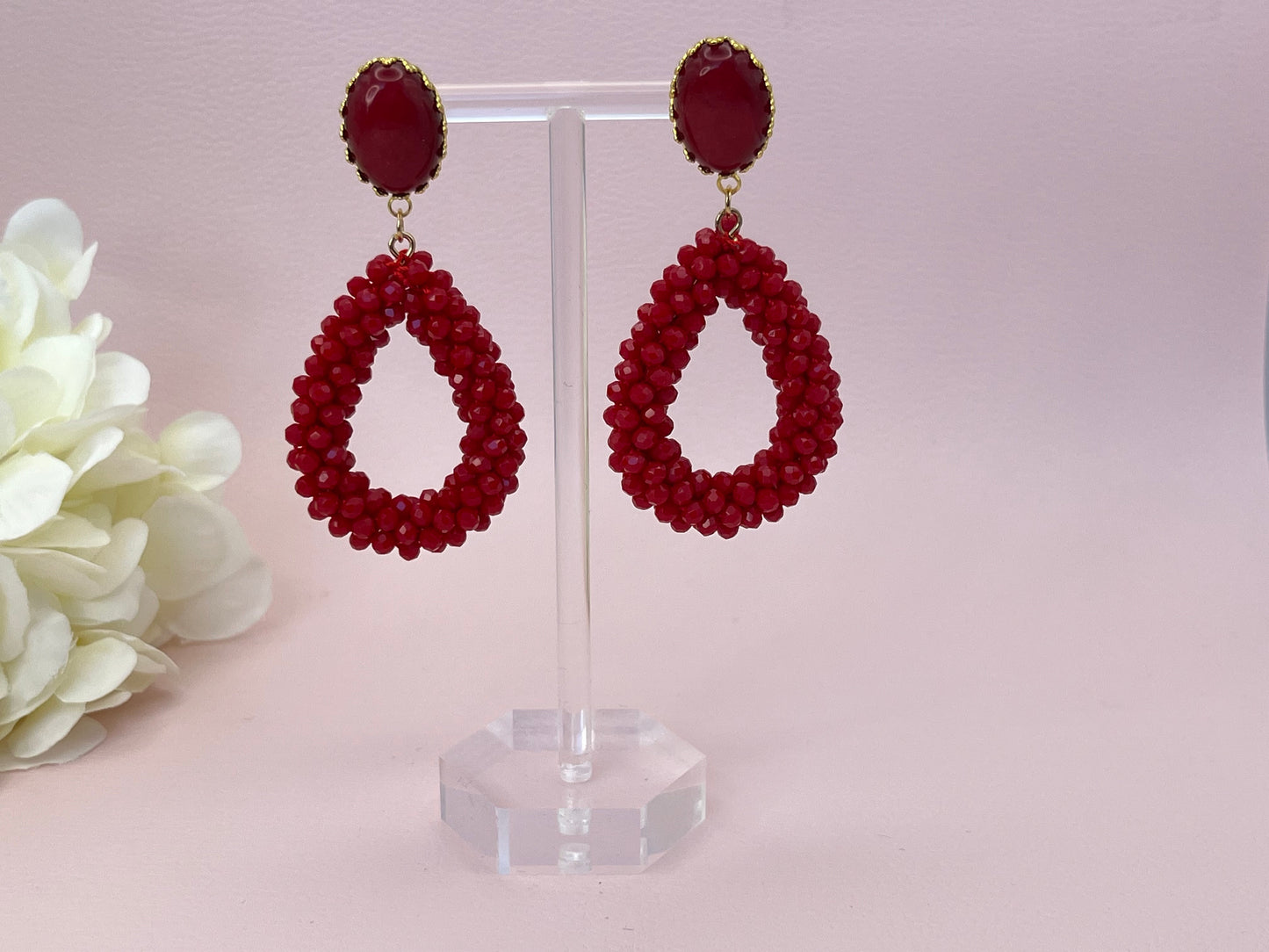 Glitzer Statementohrringe Rot - Laury goes Côtes d`Azure - LAURY LOVES PINK