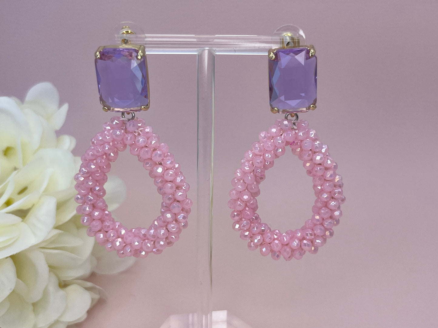 Glitzer Statementohrringe Rosa Flieder - Laury goes Côtes d`Azure - LAURY LOVES PINK
