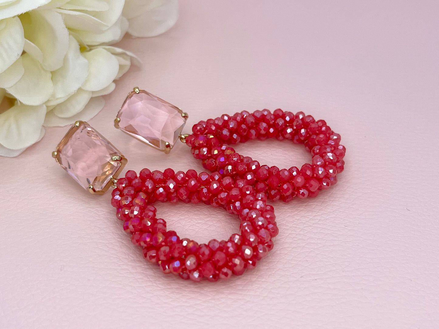 Glitzer Statementohrringe Himbeere Rosa - Laury goes Côtes d`Azure - LAURY LOVES PINK