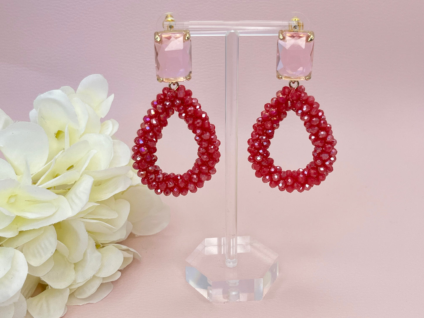 Glitzer Statementohrringe Himbeere Rosa - Laury goes Côtes d`Azure - LAURY LOVES PINK