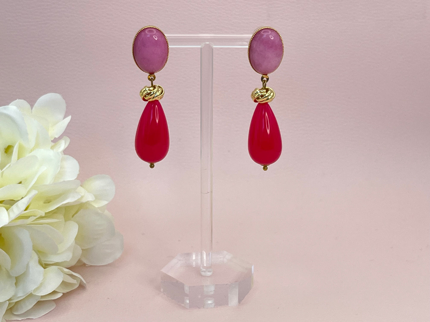 Tropfenohrringe mit Knoten Pink Rosa - Laury goes Venice - LAURY LOVES PINK