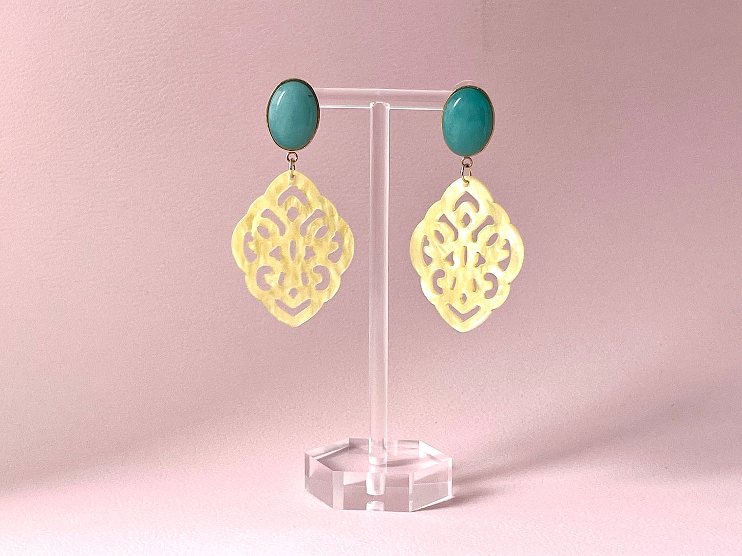 Ornamentohrringe Hellgelb Türkis - Laury goes Marrakesh - LAURY LOVES PINK