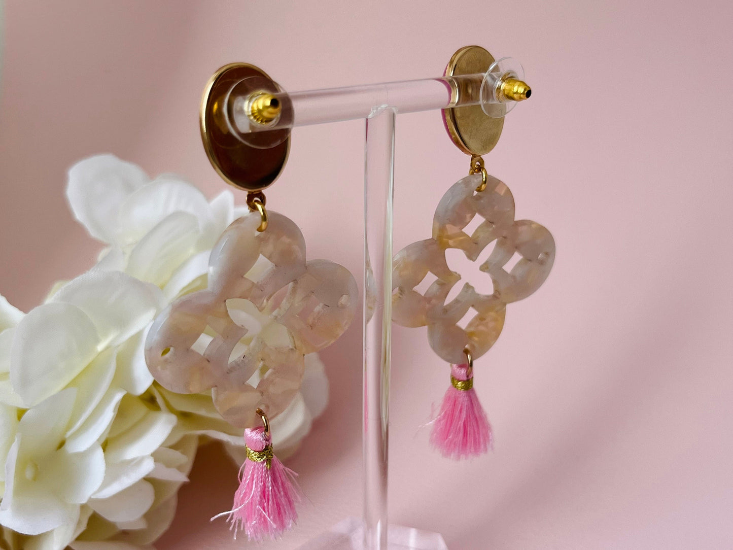 Ornamentohrringe Blume Miniquaste Rosa Perlmutt - Laury goes Capri - LAURY LOVES PINK