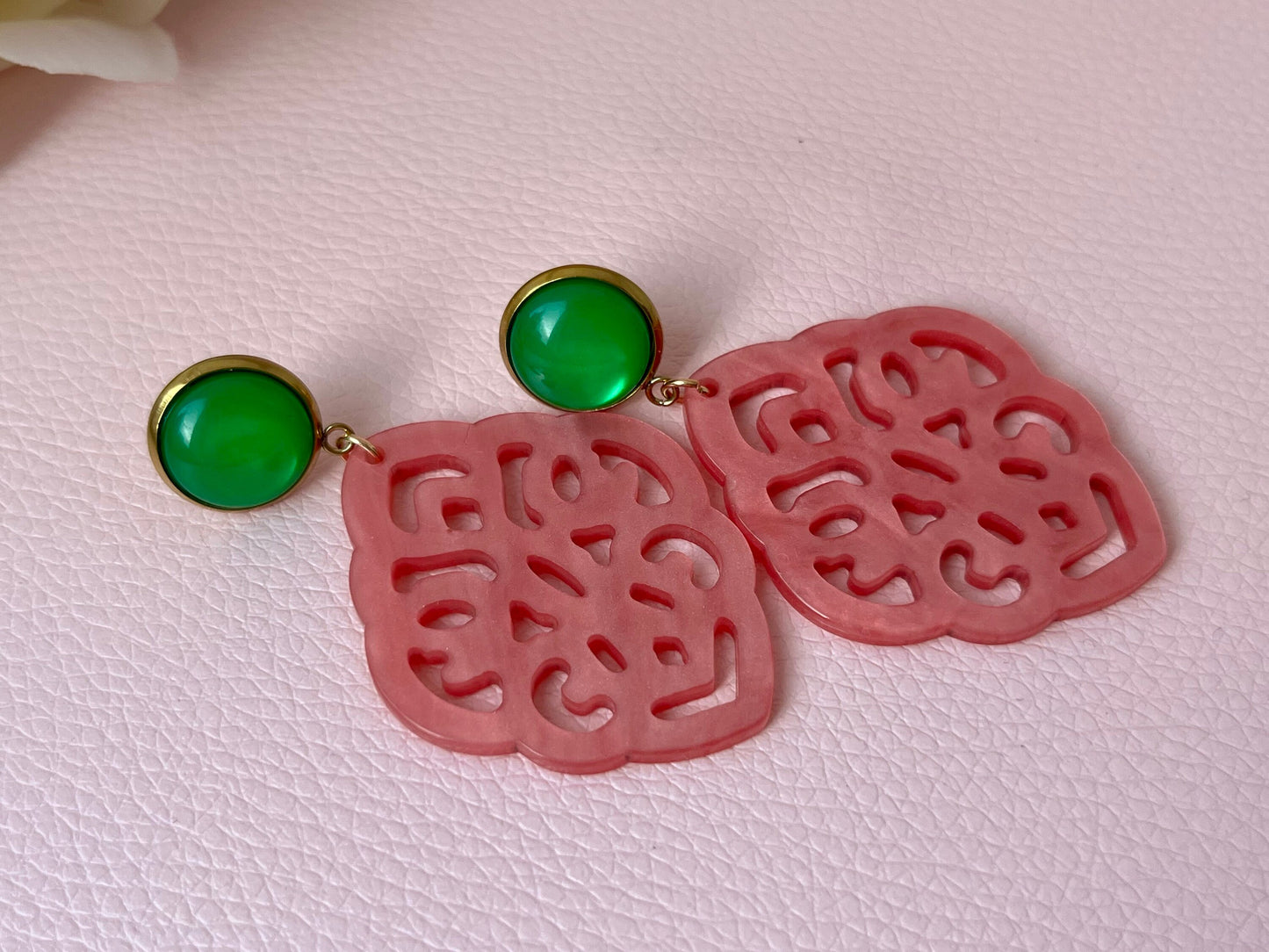 Ornamentohrringe Rosa Grün - Laury goes Marrakesh - LAURY LOVES PINK