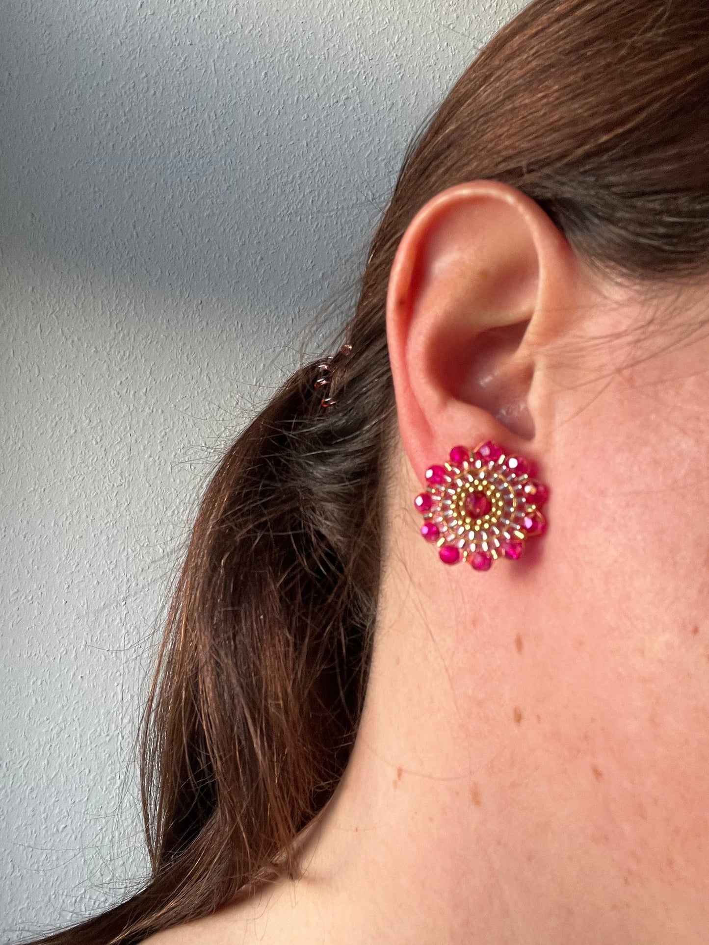 Handgestickte Perlenohrstecker Pink Gold - Laury goes New Delhi - LAURY LOVES PINK