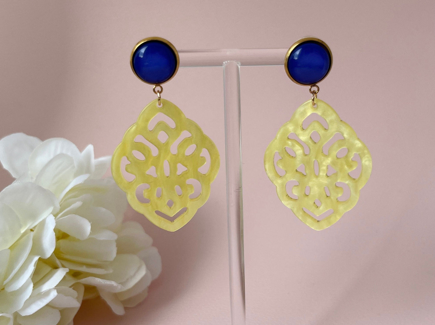 Ornamentohrringe Gelb Blau - Laury goes Marrakesh - LAURY LOVES PINK
