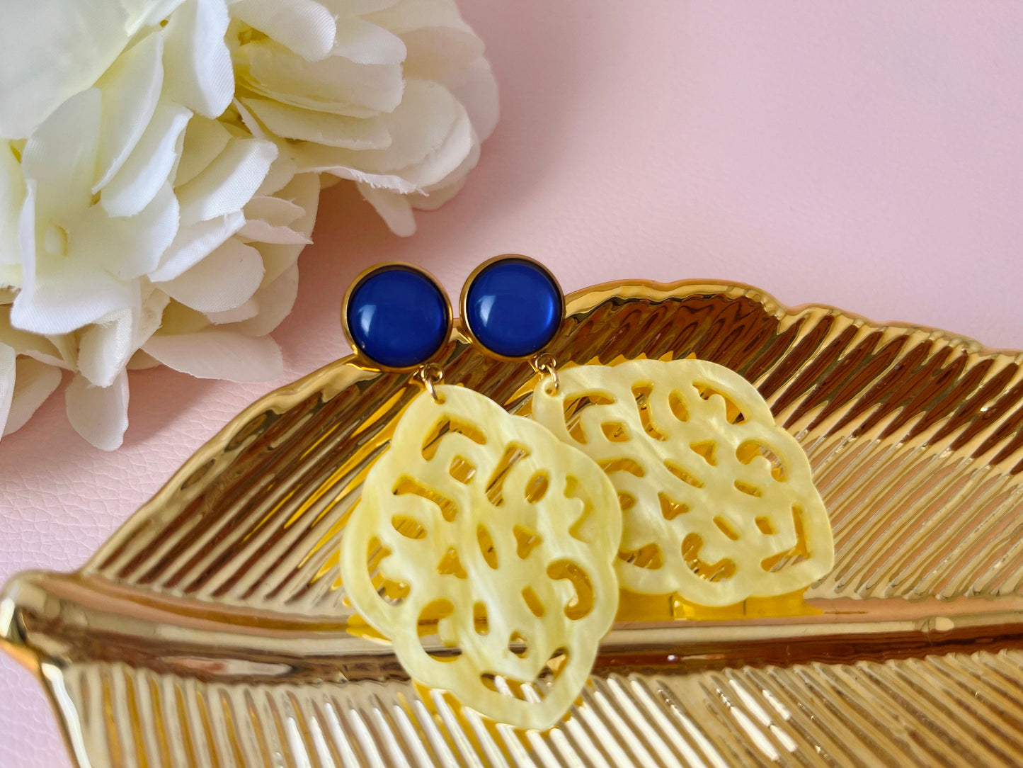 Ornamentohrringe Gelb Blau - Laury goes Marrakesh - LAURY LOVES PINK