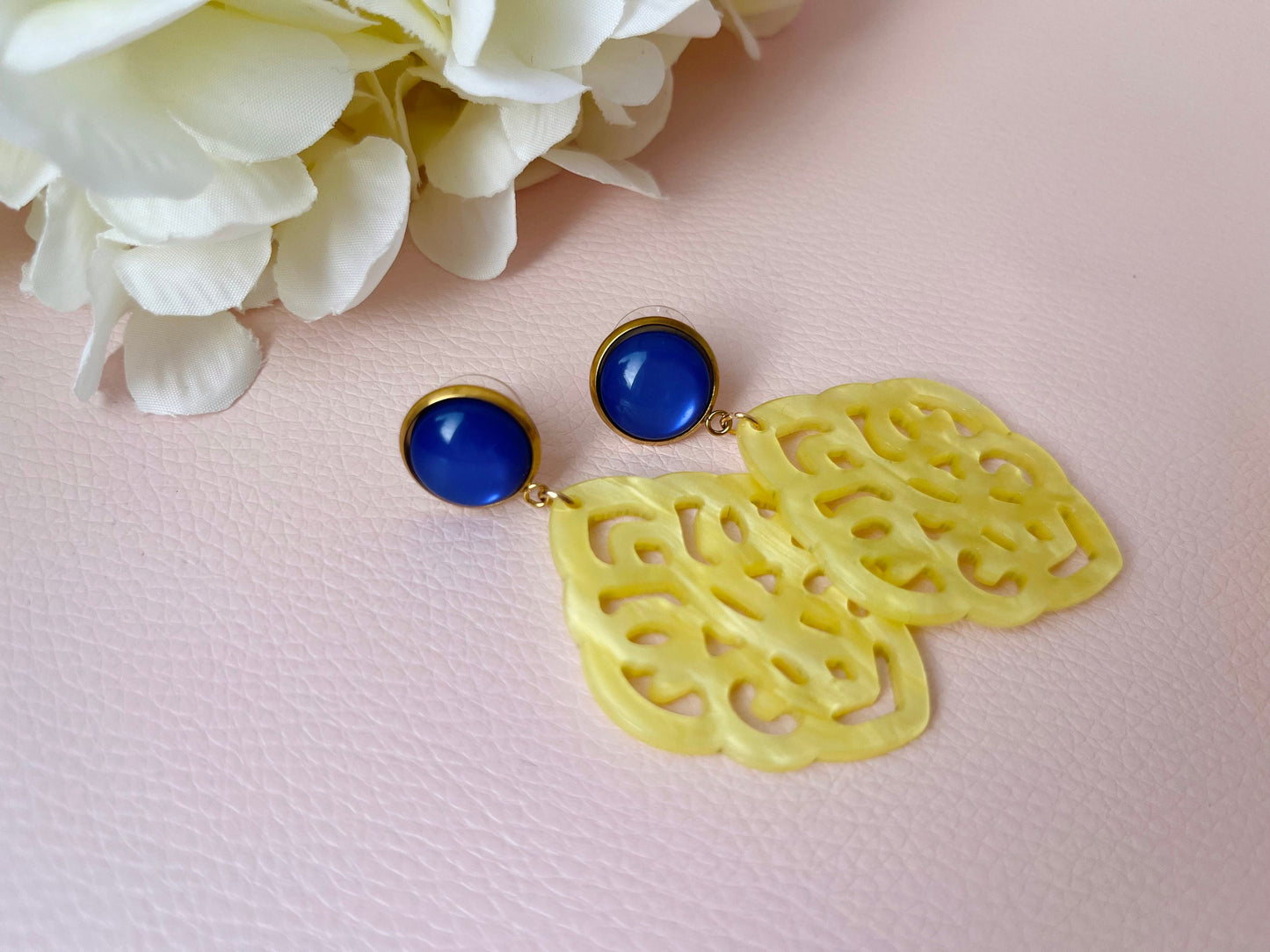 Ornamentohrringe Gelb Blau - Laury goes Marrakesh - LAURY LOVES PINK