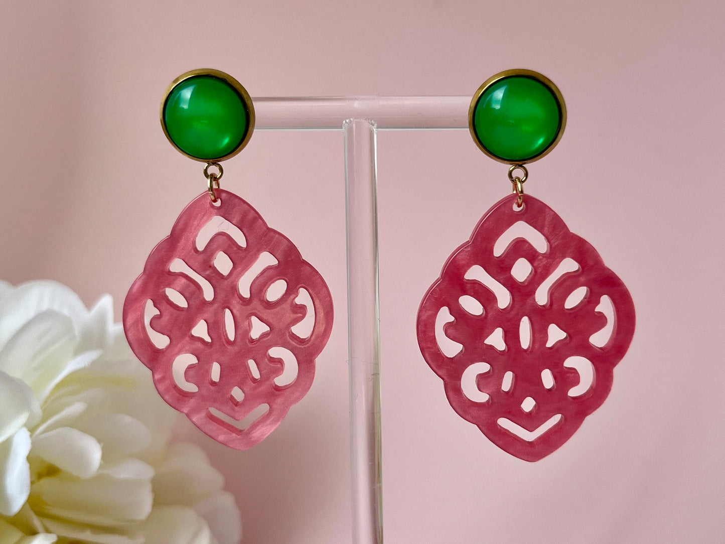 Ornamentohrringe Rosa Grün - Laury goes Marrakesh - LAURY LOVES PINK