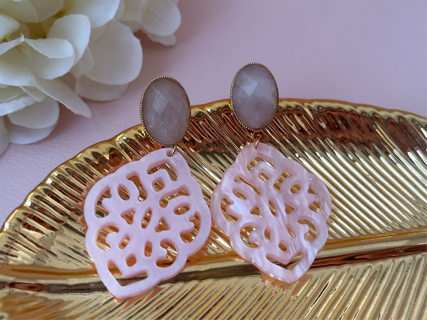 Ornamentohrringe Rosa Rosenquarz - Laury goes Marrakesch - LAURY LOVES PINK