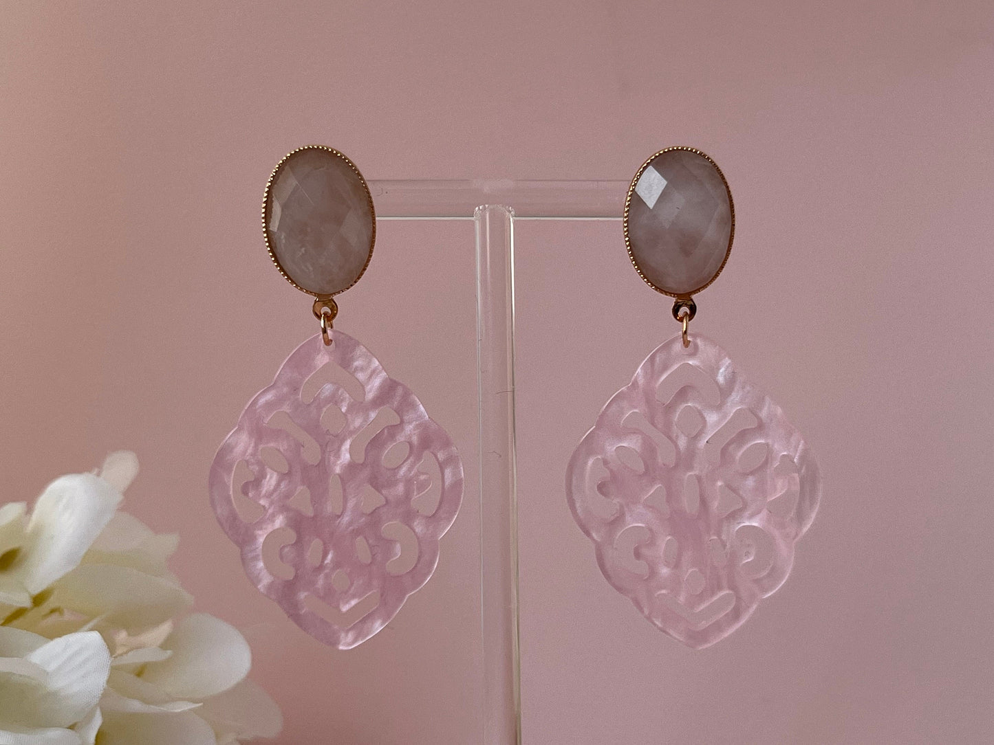 Ornamentohrringe Rosa Rosenquarz - Laury goes Marrakesch - LAURY LOVES PINK