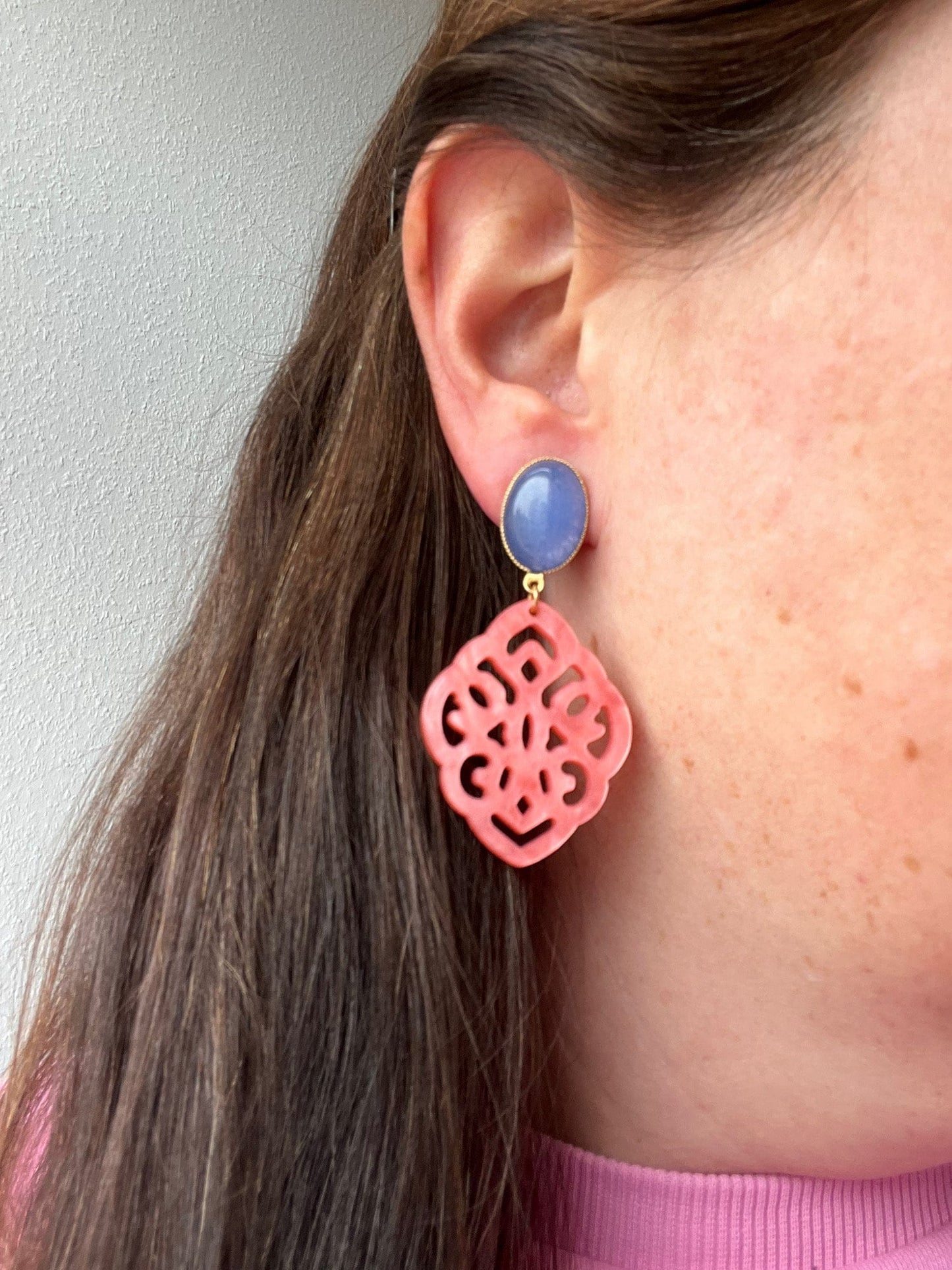 Ornamentohrringe Koralle Hellblau - Laury goes Marrakesh - LAURY LOVES PINK