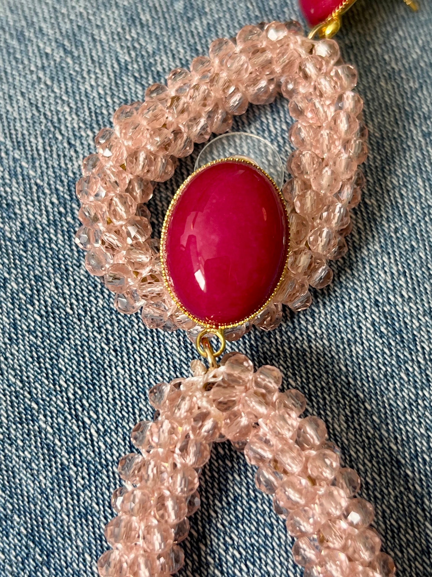 Glitzer Statementohrringe Rosa Fuchsia - Laury goes Côtes d‘Azure - LAURY LOVES PINK