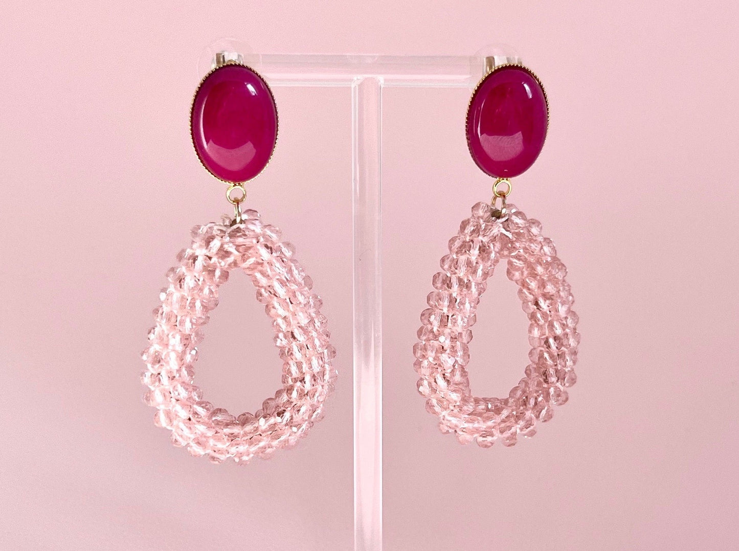 Glitzer Statementohrringe Rosa Fuchsia - Laury goes Côtes d‘Azure - LAURY LOVES PINK