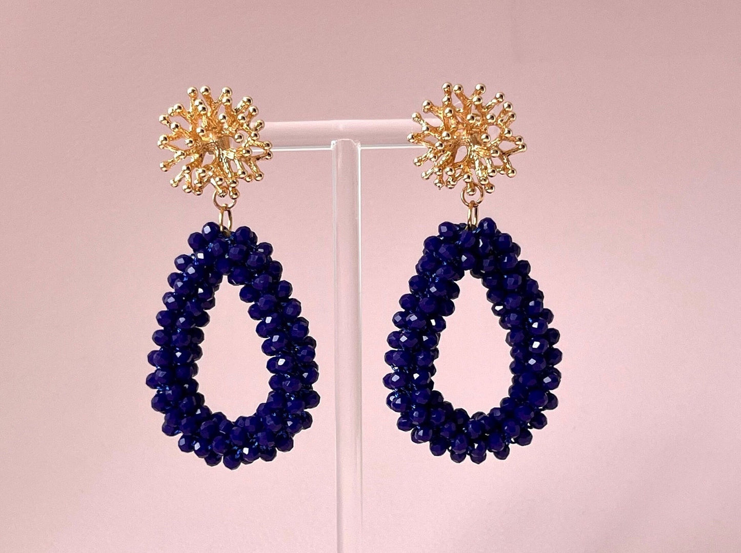 Glitzer Statementohrringe Koralle Blau - Laury goes Côtes d‘Azure - LAURY LOVES PINK