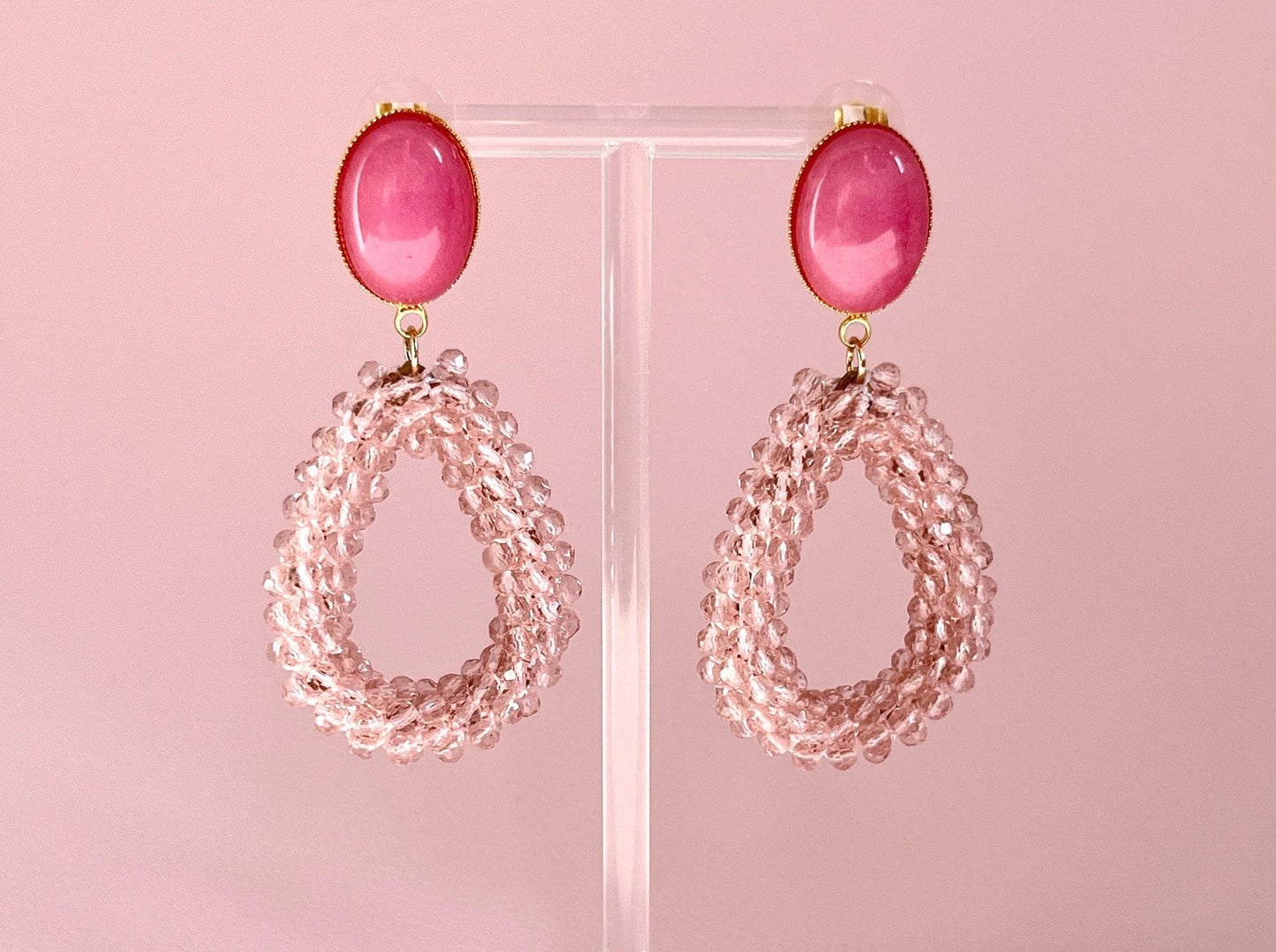 Glitzer Statementohrringe Rosa - Laury goes Côtes d‘Azure - LAURY LOVES PINK