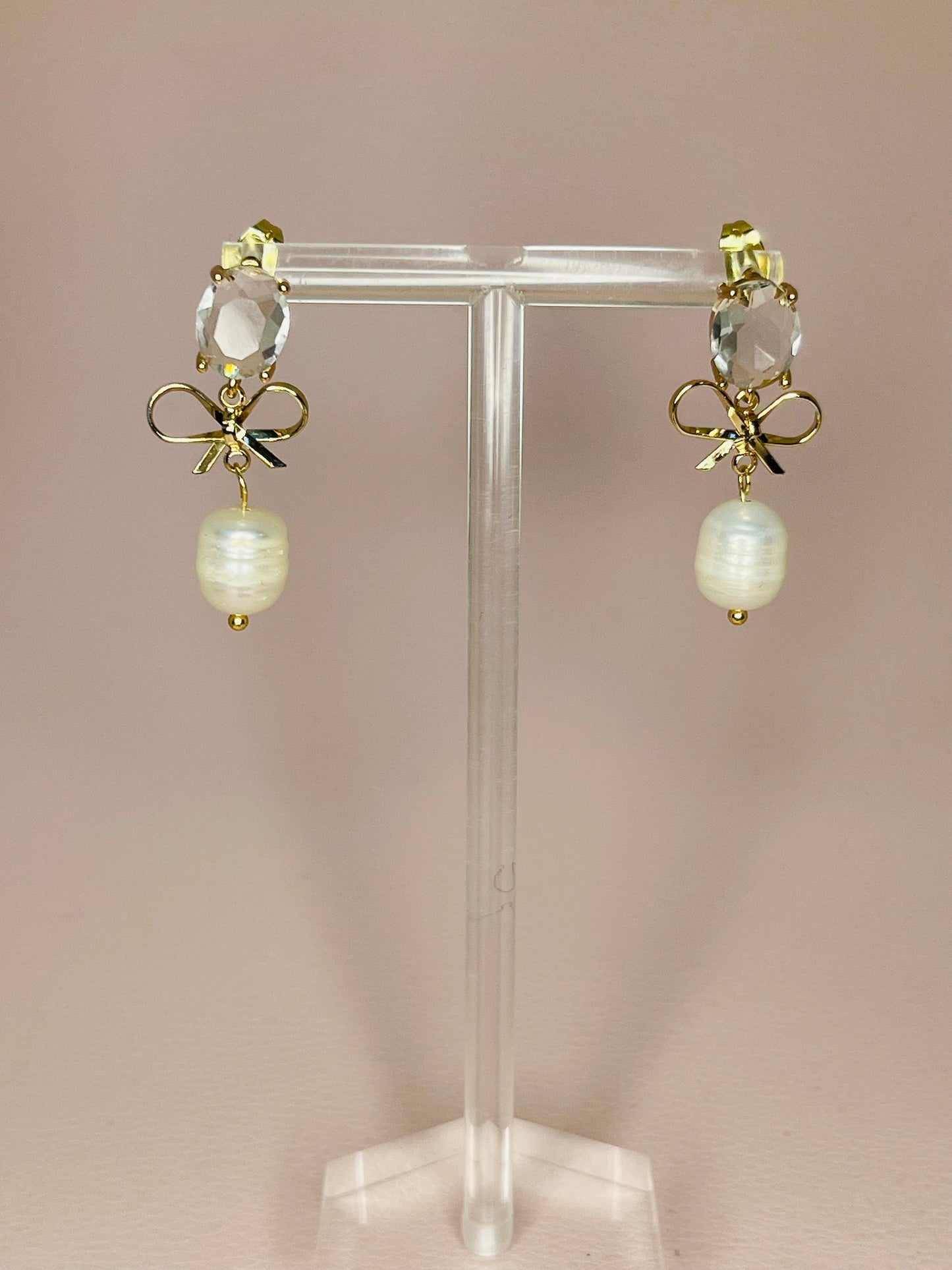 Perlenohrringe Schleife Kristallglas - Laury goes Vienna - LAURY LOVES PINK