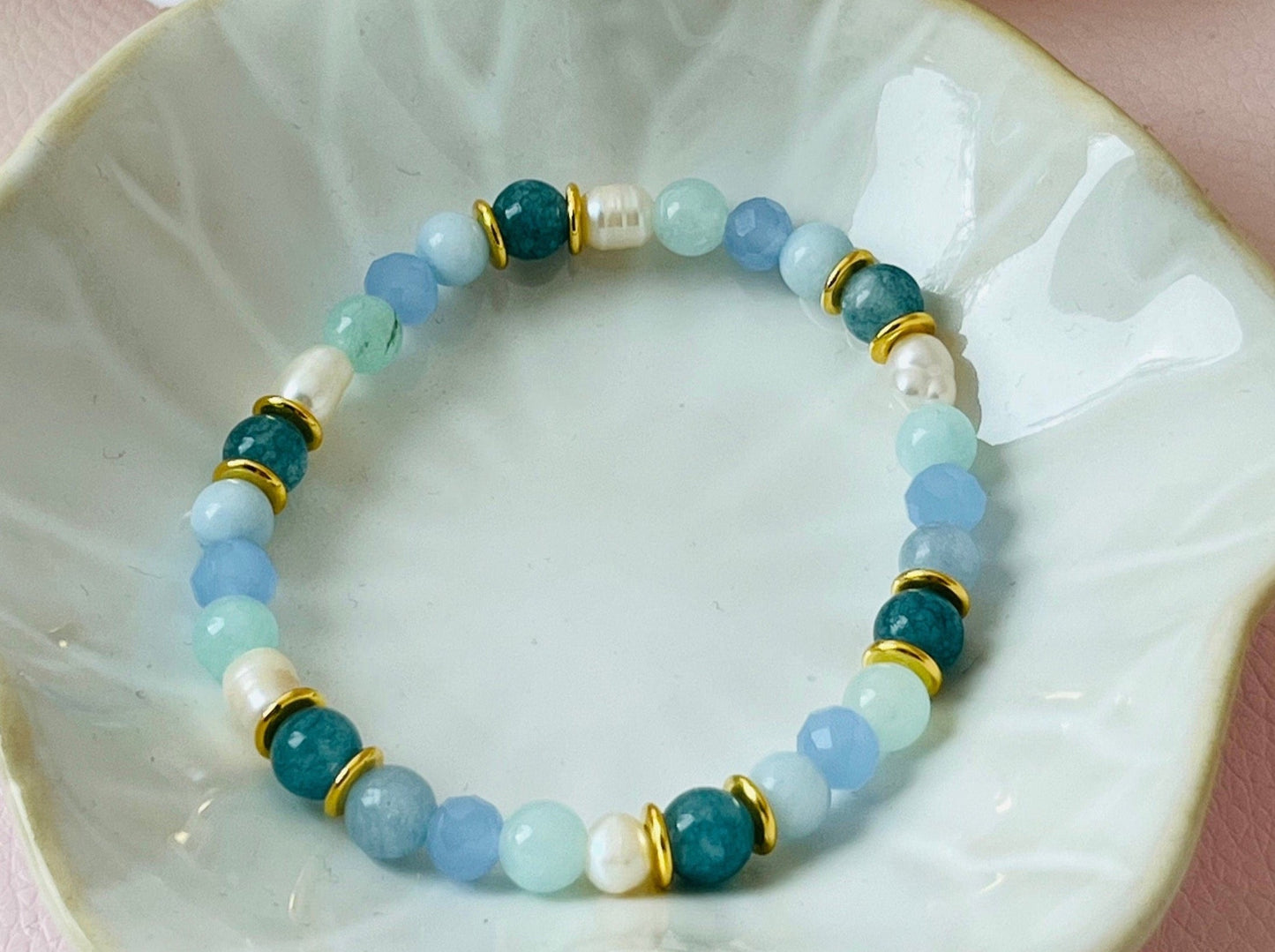 Perlenarmband Blau Gold - Laury goes Sylt - LAURY LOVES PINK