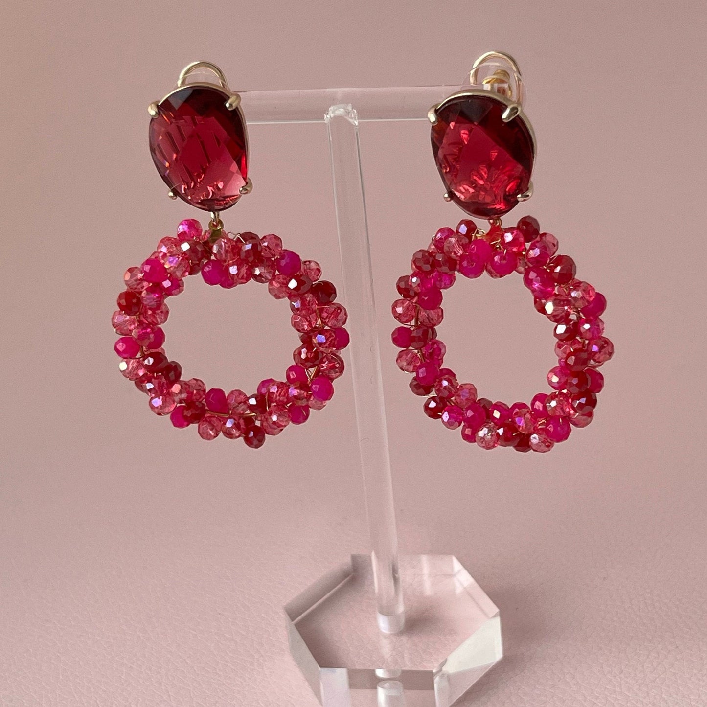 Handgewickelte Facettperlenohrringe Pink Rosa Rot - Laury goes Bordeaux - LAURY LOVES PINK