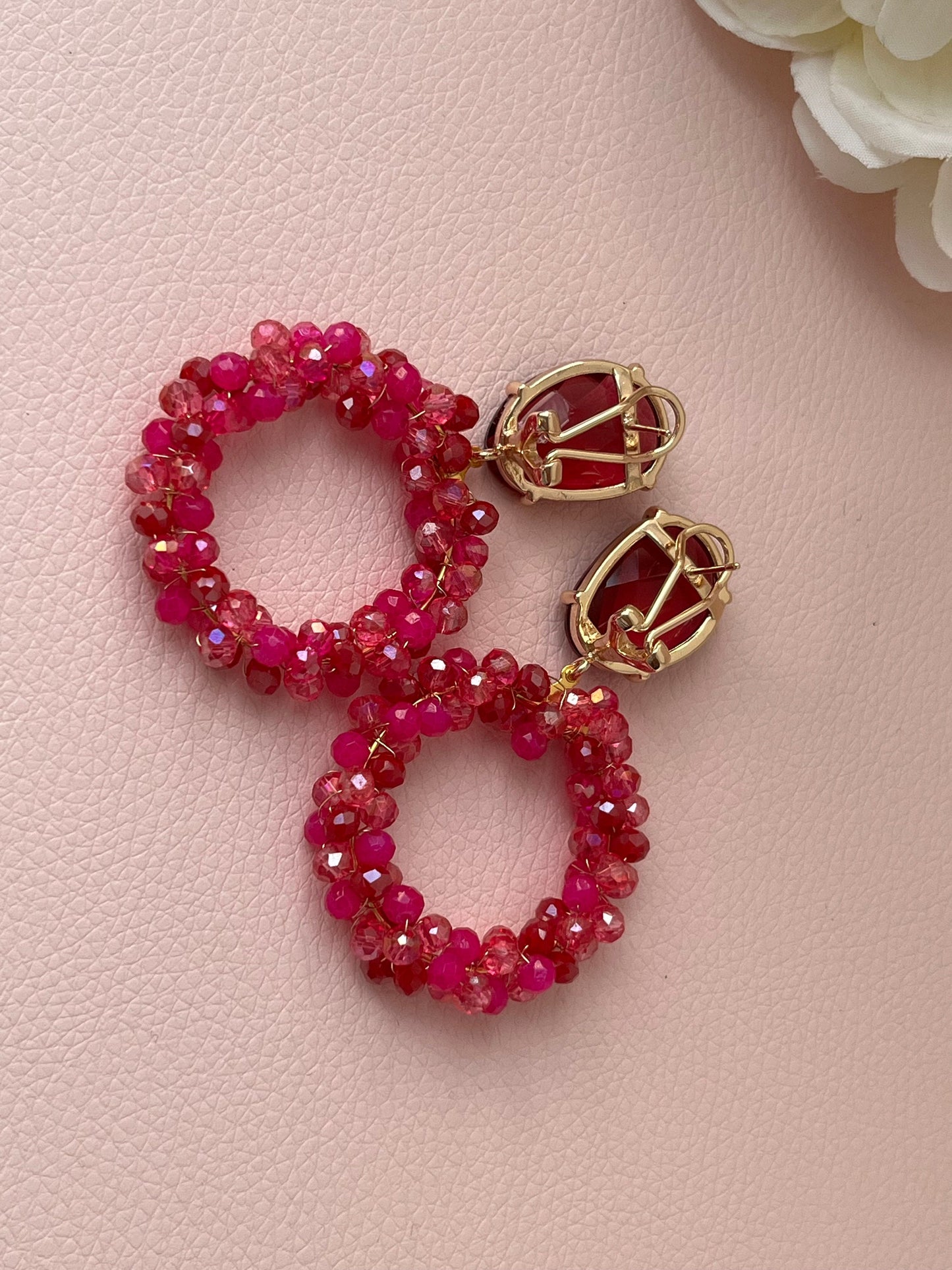 Handgewickelte Facettperlenohrringe Pink Rosa Rot - Laury goes Bordeaux - LAURY LOVES PINK