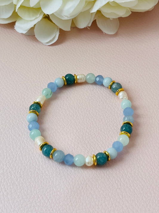 Perlenarmband Blau Gold - Laury goes Sylt - LAURY LOVES PINK