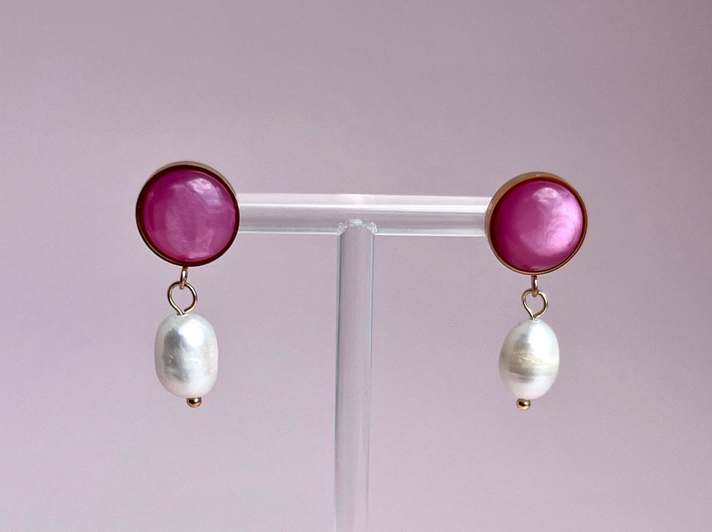 Perlenohrringe Cabochons Rosa - Laury goes Oxford - LAURY LOVES PINK