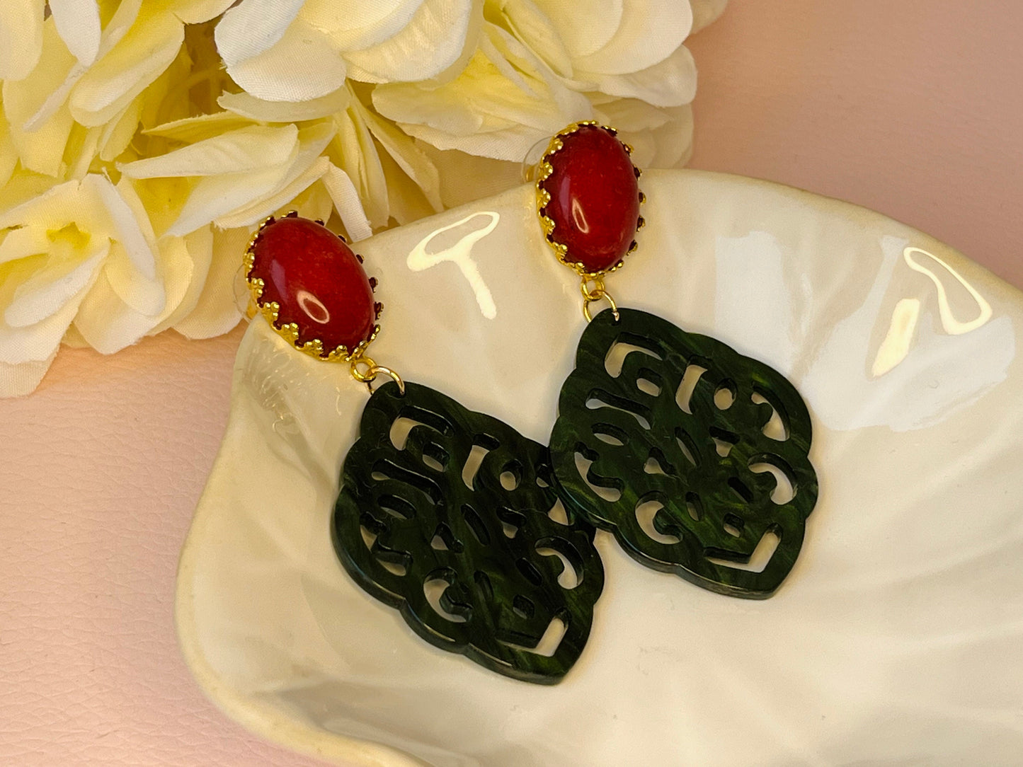 Ornamentohrringe Rot Grün - Laury goes Marrakesh - LAURY LOVES PINK