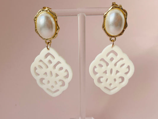 Ornamentohrringe Perlmutt Weiß - Laury goes Marrakesh - LAURY LOVES PINK