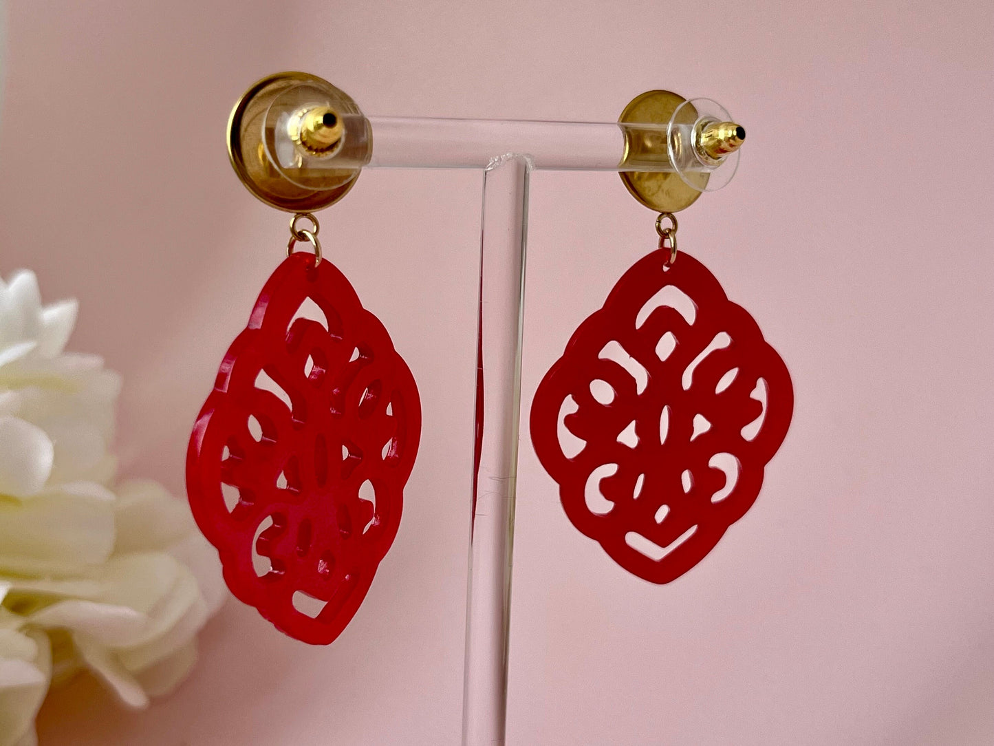 Ornamentohrringe Hellblau Rot - Laury goes Marrakesh - LAURY LOVES PINK