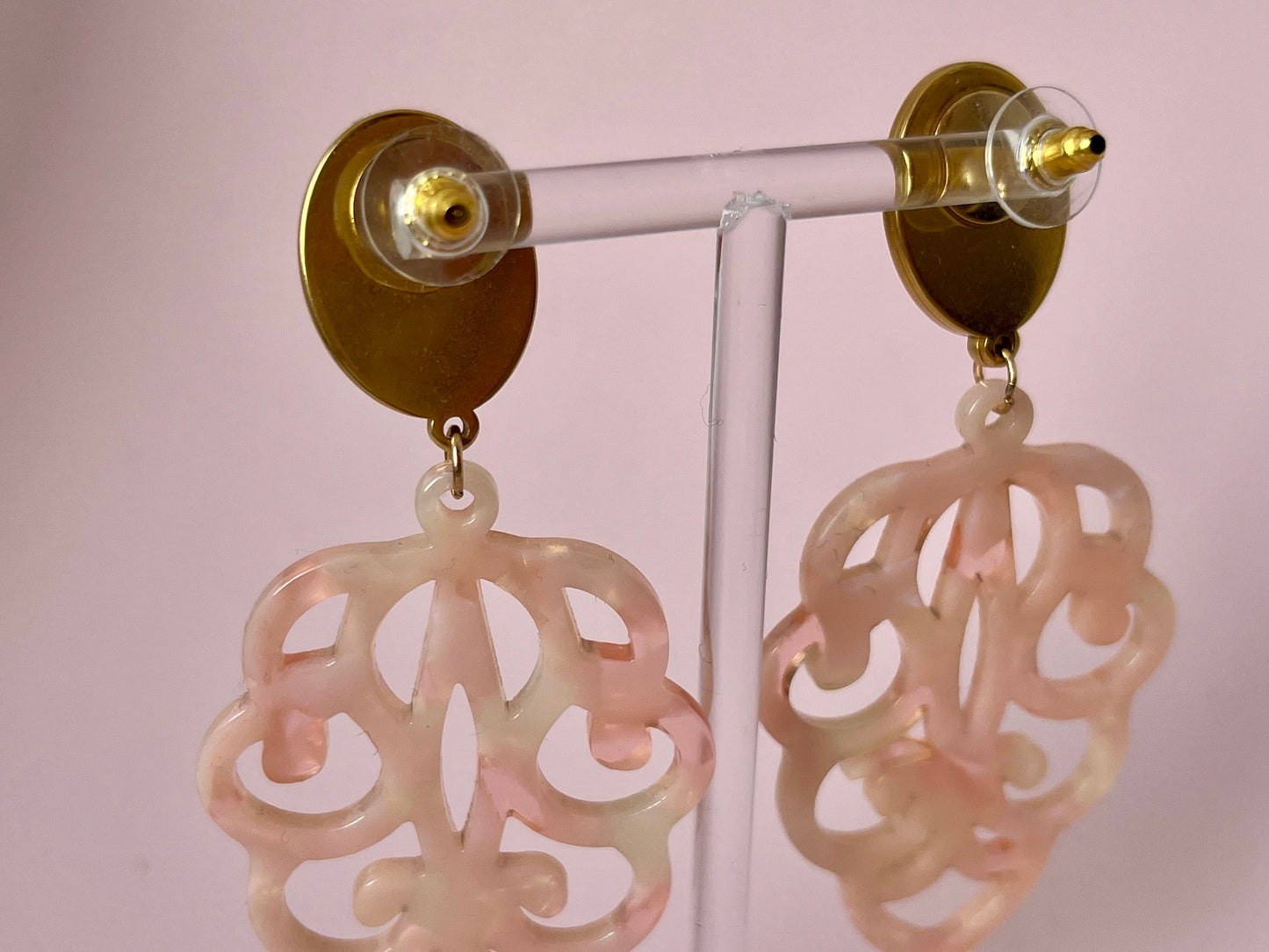 Ornamentohrringe groß Perlmutt Rosa - Laury goes Marrakesh - LAURY LOVES PINK