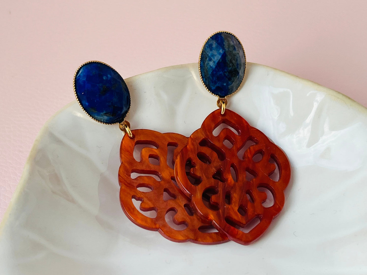 Ornamentohrringe Terrakotta Blau - Laury goes Marrakesh - LAURY LOVES PINK