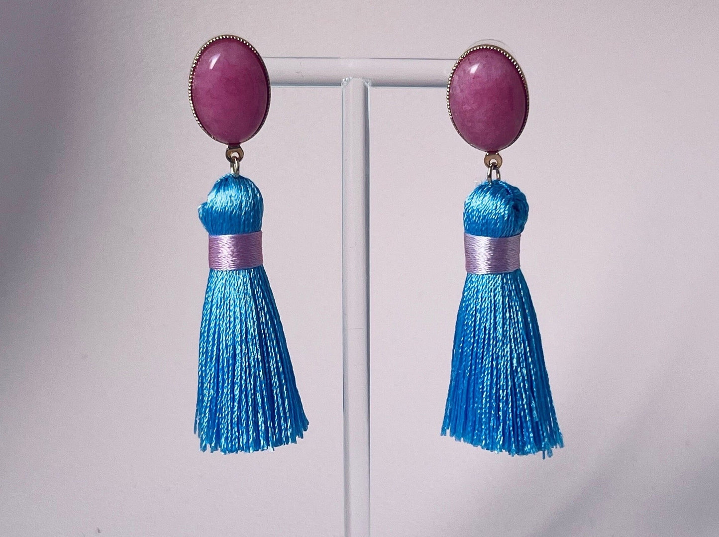 Quastenohrringe Hellblau Rosa - Laury goes Budapest - LAURY LOVES PINK