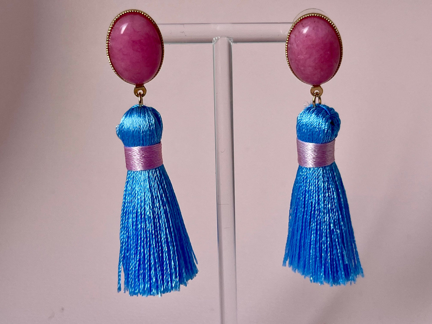 Quastenohrringe Hellblau Rosa - Laury goes Budapest - LAURY LOVES PINK