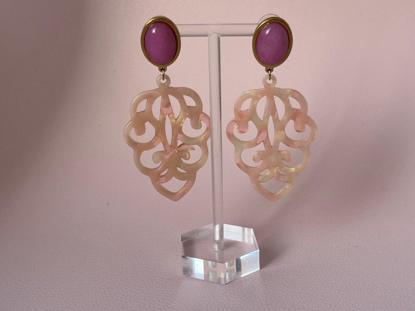 Ornamentohrringe groß Perlmutt Rosa - Laury goes Marrakesh - LAURY LOVES PINK