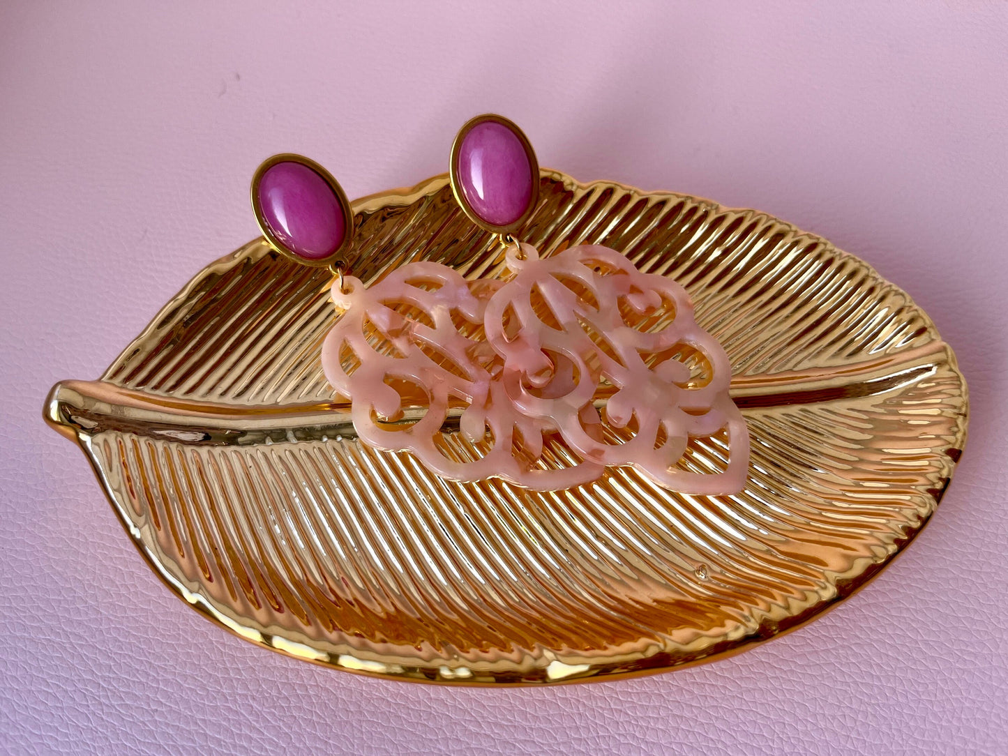 Ornamentohrringe groß Perlmutt Rosa - Laury goes Marrakesh - LAURY LOVES PINK