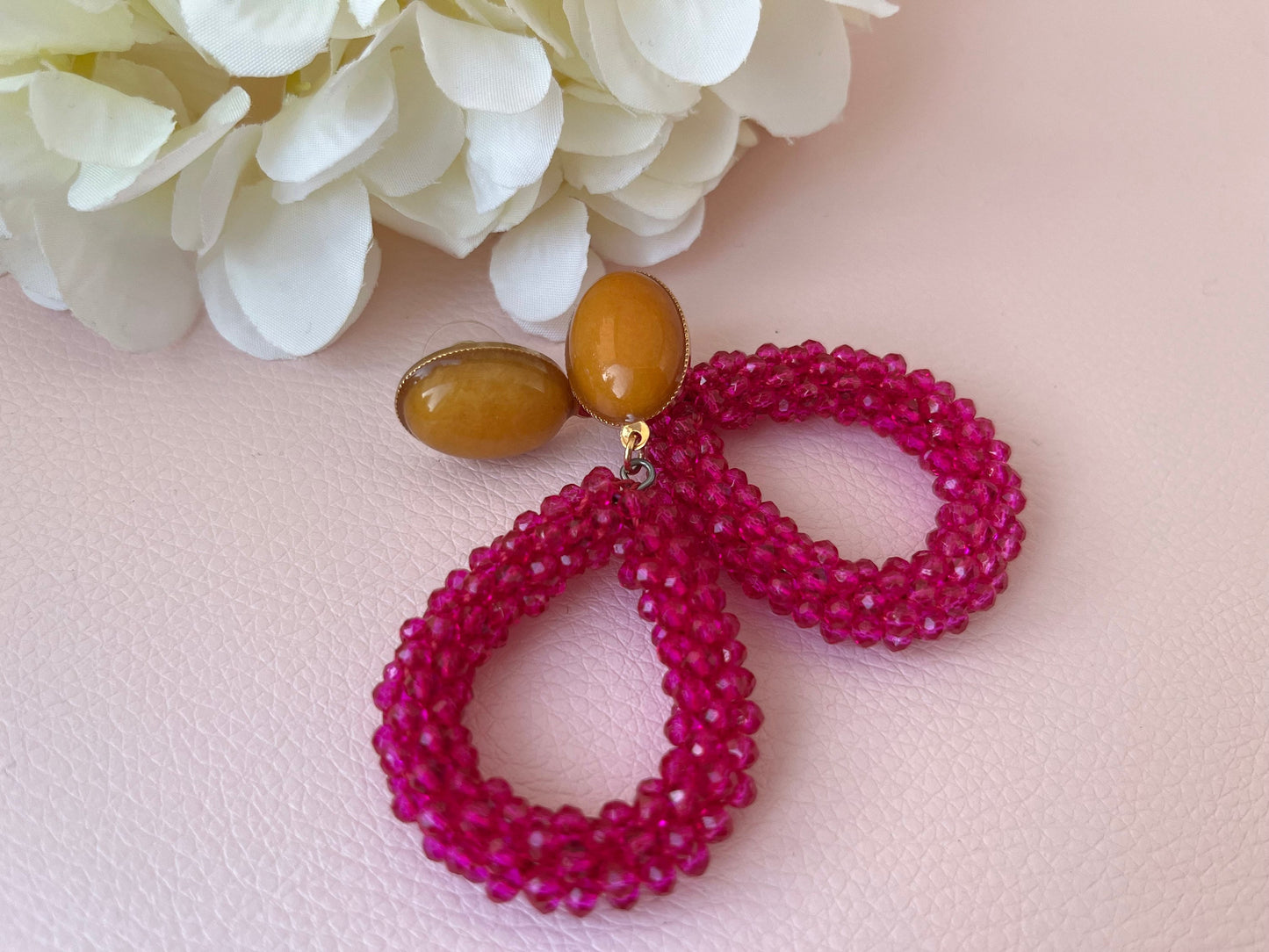 Glitzer Statementohrringe Pink Gelb - Laury goes Côtes d‘Azure - LAURY LOVES PINK