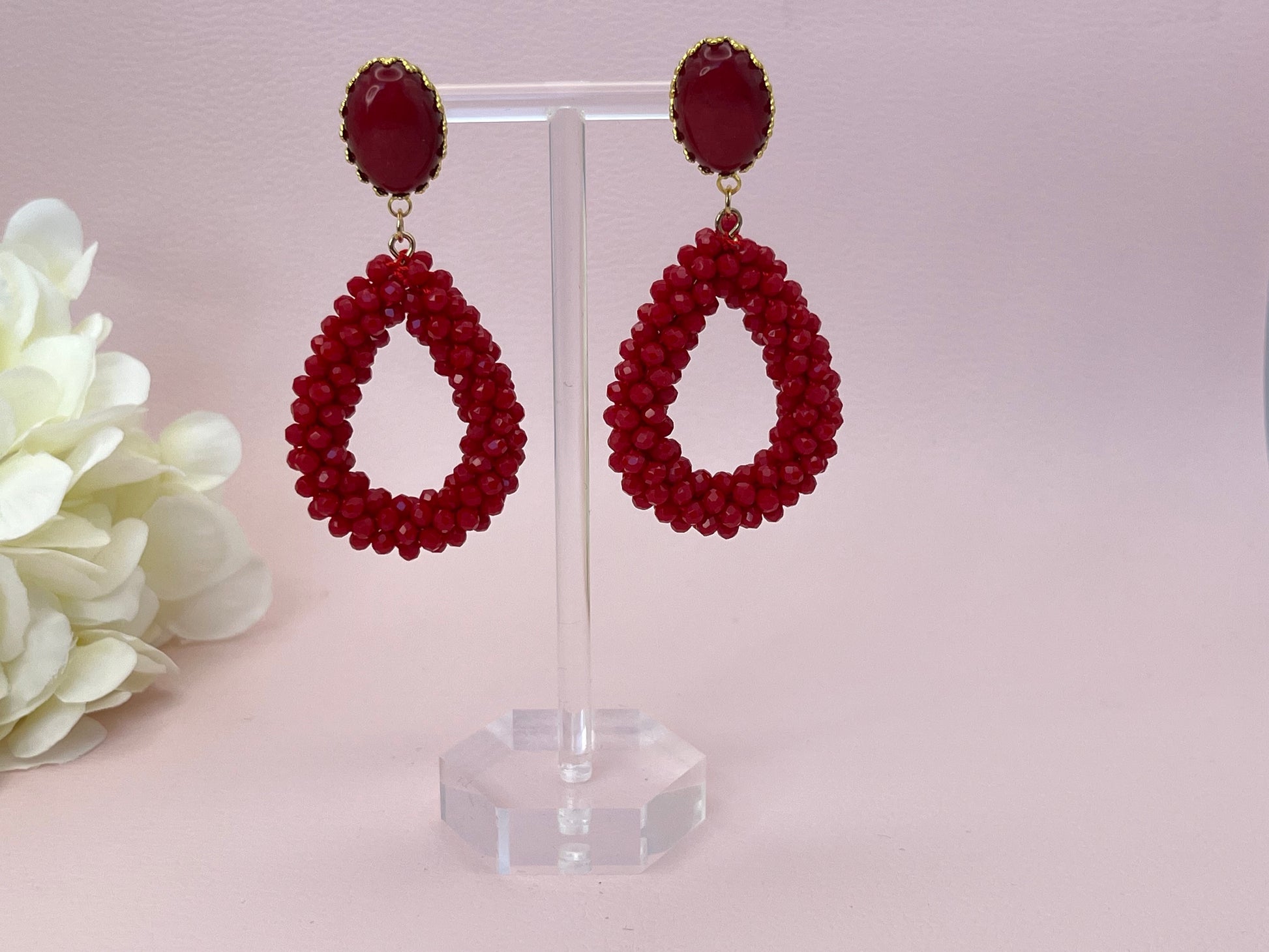 Glitzer Statementohrringe Rot - Laury goes Côtes d`Azure - LAURY LOVES PINK