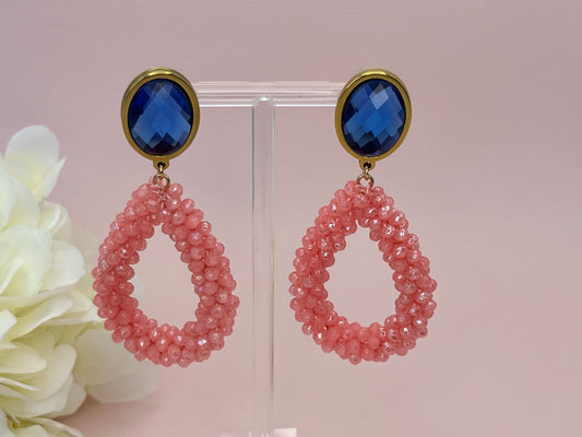 Glitzer Statementohrringe Koralle Blau - Laury goes Côtes d`Azure - LAURY LOVES PINK