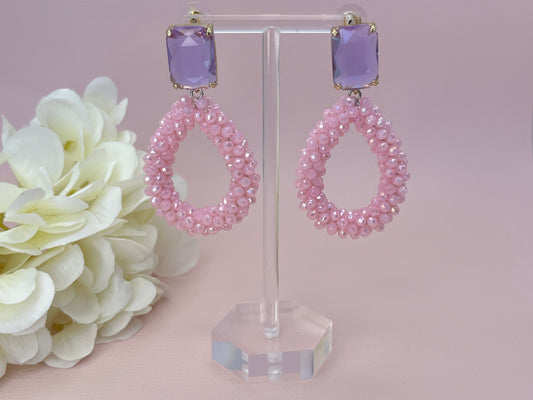 Glitzer Statementohrringe Rosa Flieder - Laury goes Côtes d`Azure - LAURY LOVES PINK