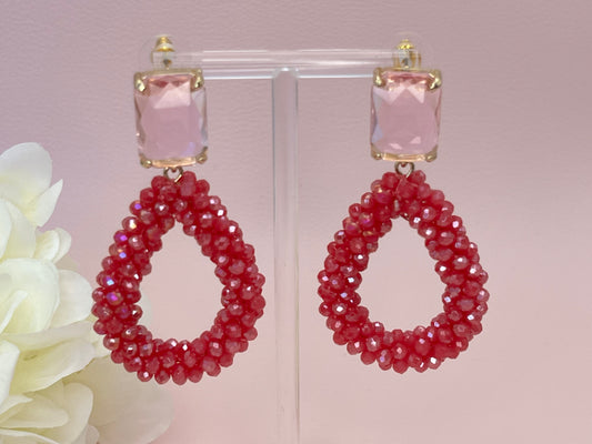 Glitzer Statementohrringe Himbeere Rosa - Laury goes Côtes d`Azure - LAURY LOVES PINK