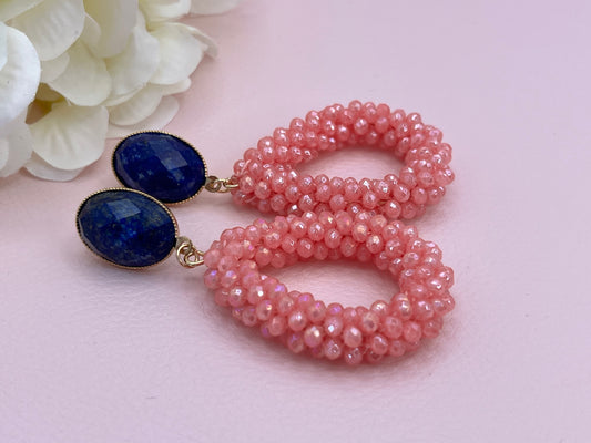 Glitzer Statementohrringe Blau Koralle - Laury goes Côtes d`Azure - LAURY LOVES PINK