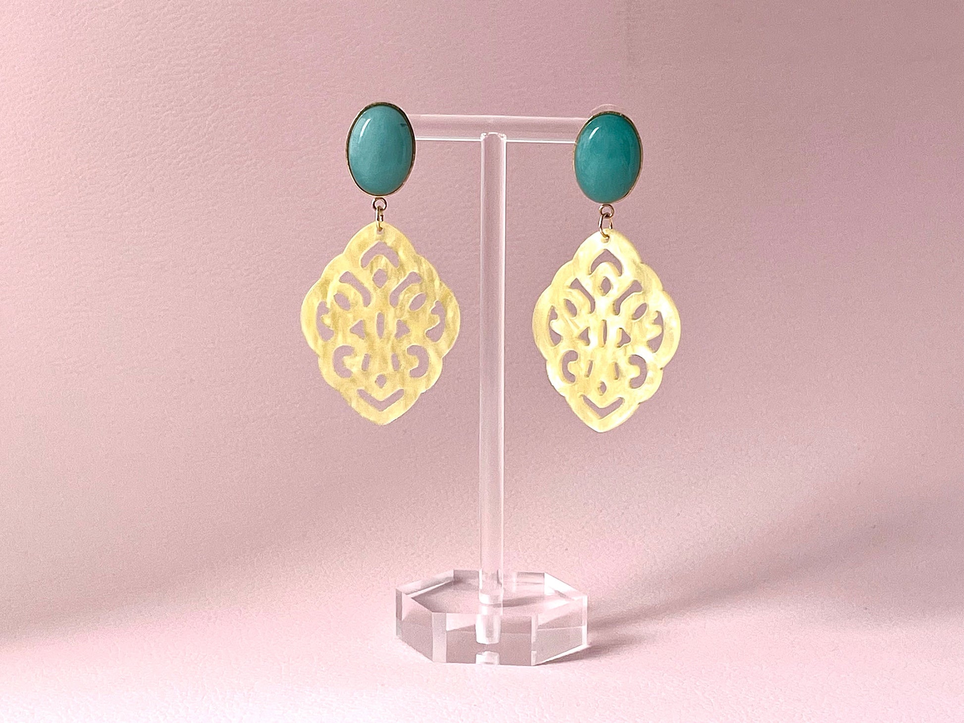 Ornamentohrringe Hellgelb Türkis - Laury goes Marrakesh - LAURY LOVES PINK