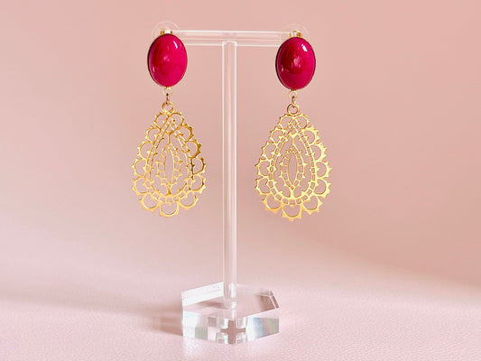 Statementohrringe Gold Fuchsia - Laury goes Oman - LAURY LOVES PINK