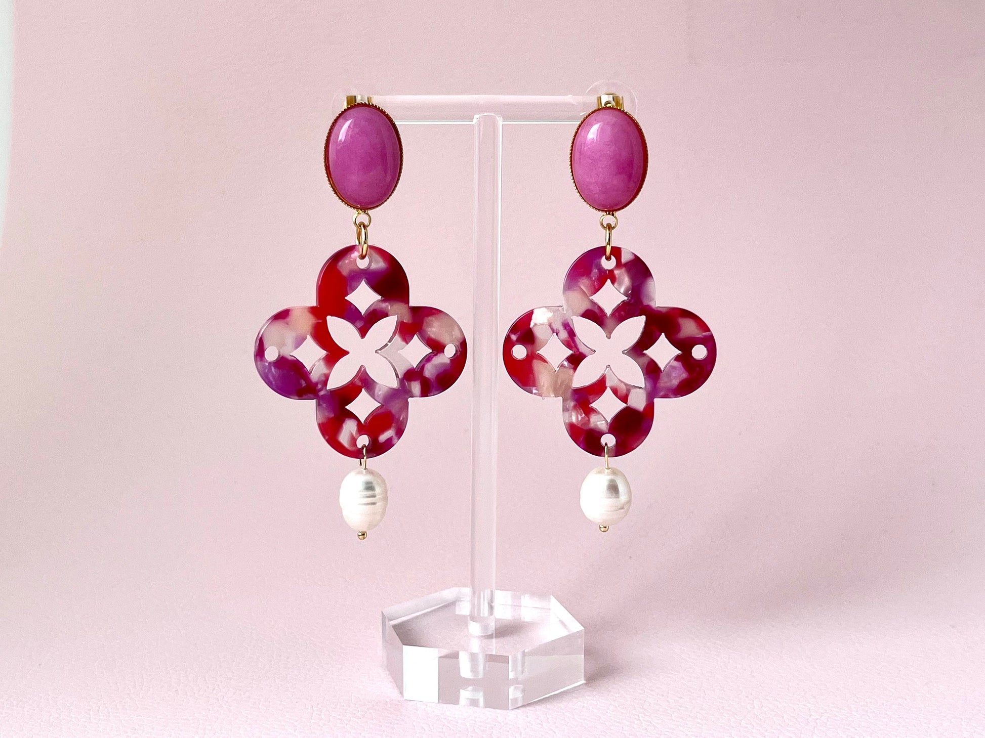 Ornamentohrringe Perle Beere Rosa - Laury goes Capri - LAURY LOVES PINK