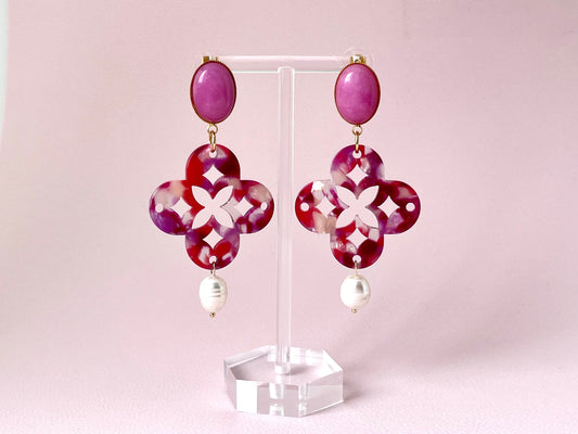 Ornamentohrringe Perle Beere Rosa - Laury goes Capri - LAURY LOVES PINK
