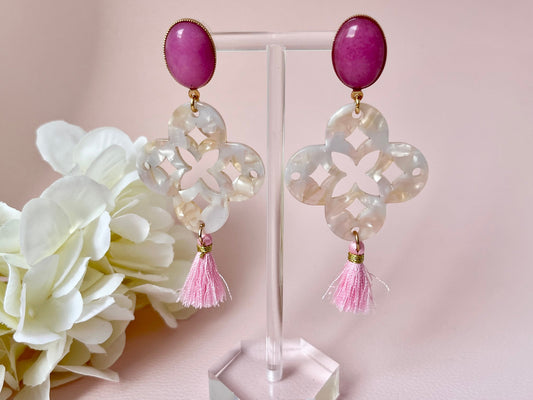 Ornamentohrringe Blume Miniquaste Rosa Perlmutt - Laury goes Capri - LAURY LOVES PINK