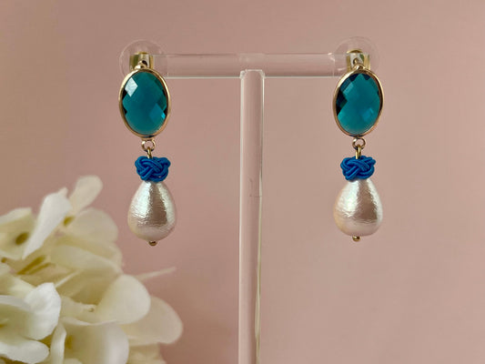 Perlenohrringe Knoten Kristallglas Blau - Laury goes Heidelberg - LAURY LOVES PINK