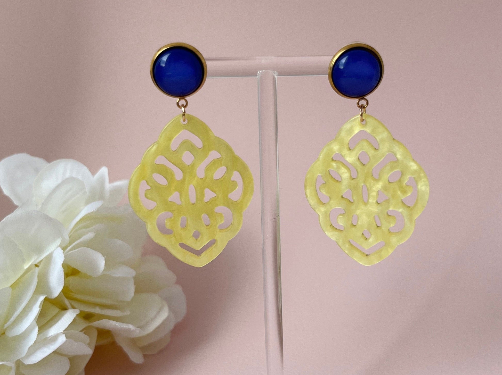 Ornamentohrringe Gelb Blau - Laury goes Marrakesh - LAURY LOVES PINK
