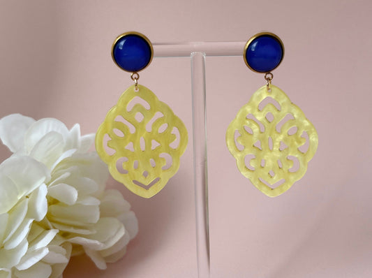 Ornamentohrringe Gelb Blau - Laury goes Marrakesh - LAURY LOVES PINK