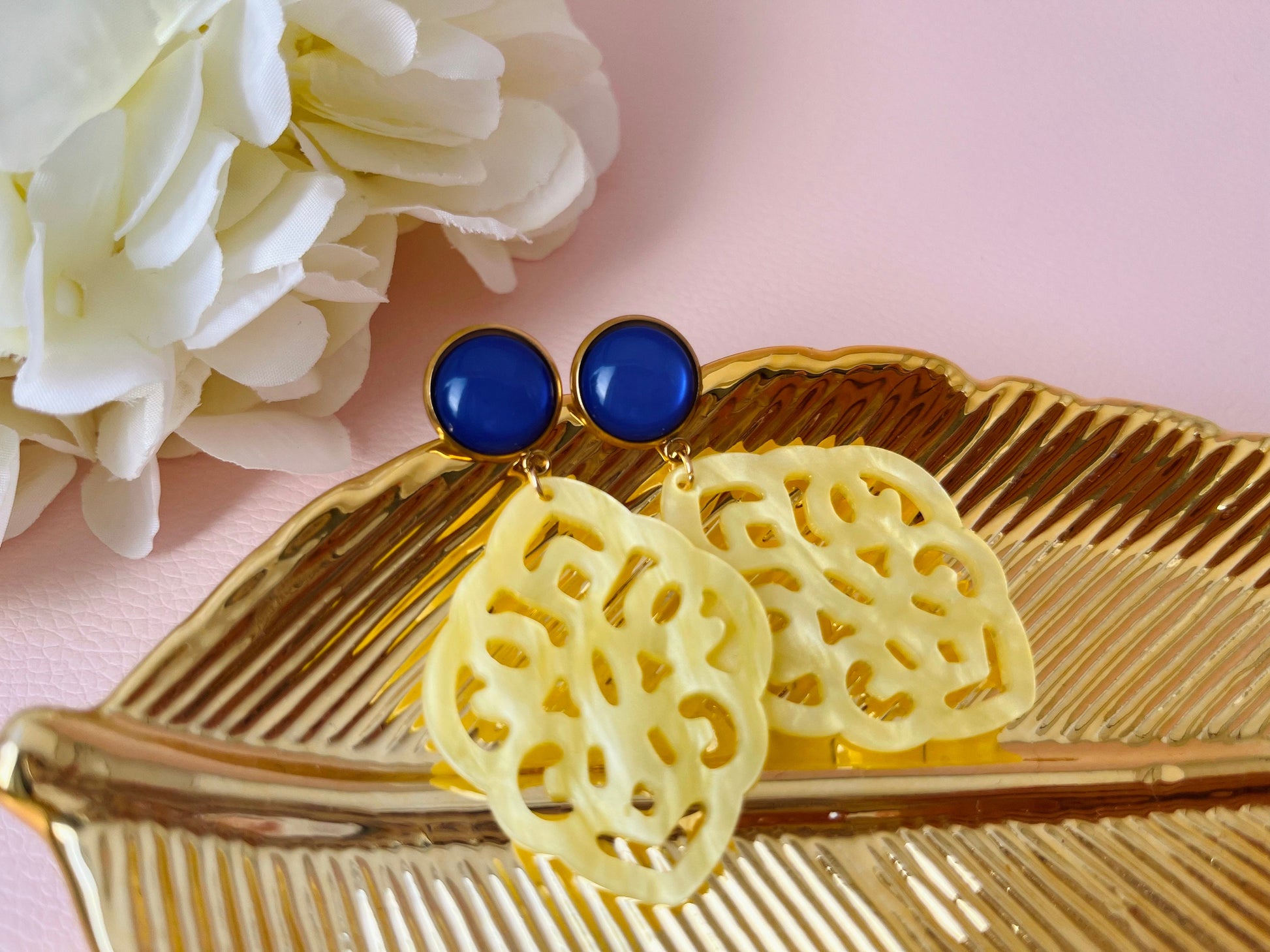 Ornamentohrringe Gelb Blau - Laury goes Marrakesh - LAURY LOVES PINK